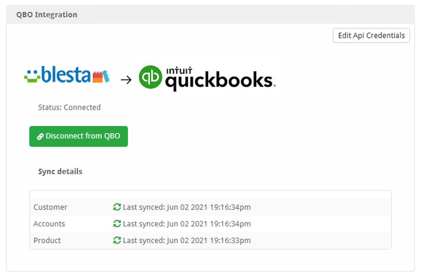 QuickBooks Online (QBO) integration for Blesta by Expert Solution Technologies